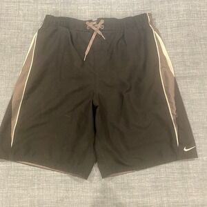 Nike Men's Athletic Swim Trunks Black Gray White Logo Size L